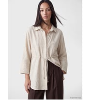 LCW STUDIO Bej Dokulu Oversize Kadın Gömlek Tunik