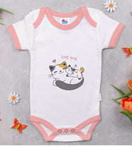 BK Kids Love You Tasarımlı Pembe Bebek Body Zıbın-1