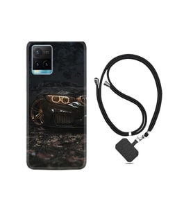 Vivo Y33s Kılıf Silikon Desen Boyun Askılı Black Car 1768