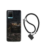 Vivo Y33s Kılıf Silikon Desen Boyun Askılı Black Car 1768
