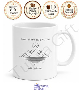 Minimalist Tasarım Baskılı Kupa Bardak Özel Tasarım Hediye Porselen Mug