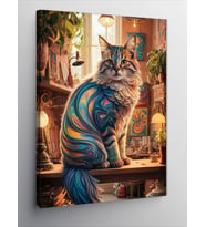 Kanvas Tablo Renkli Kedi