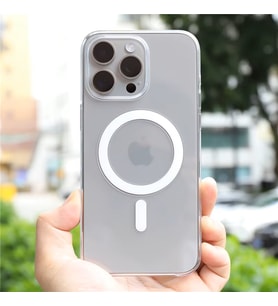 Apple iPhone 15 Pro Max Kılıf Şeffaf Lansman Magsafe Wireless Şarj Özellikli Orj (Renksiz)