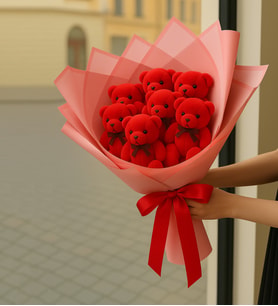 Ayıcık Buketi  Uzun Ömürlü Hediyelik Peluş Ayı Buketi  Romantik Sürpriz