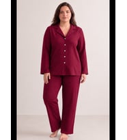 Night Kadın Rahat Puantiyeli Düğmeli Pijama Takımı 824