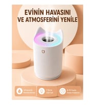 Mey İthalat® Hava Nemlendirici Buhar Makinesi Aromaterapi LED Işıklı Oda Nemlendirici