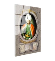 Tamperli Gerçek Cam Tablo Yavuz Sultan Selim Portresi Osmanlı Tablosu Duvar Dekoru