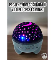 Yıldız Yansıtmalı Projeksiyon Gece Lambası Şarjlı Taşınabilir