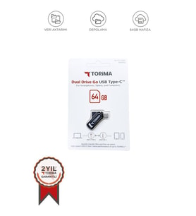 Torima Siyah 64GB Çift Sürücülü USB-TYPE-C OTG