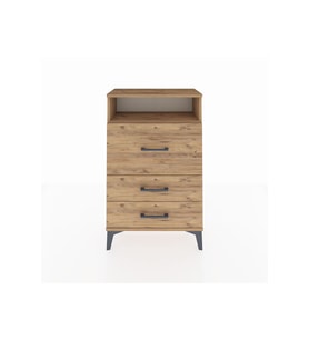 Arges Komodin Tek Raflı 3 Çekmeceli 60x30x96 Çam-Çam