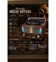 Retro Bluetooth Hoparlörlü Radyo LED El Fenerli Şarjlı Taşınabilir Speaker Nostaljik Tasarım YG-7090BTS