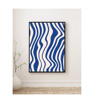 Tablo  Ahşap Çerçeveli Tablo  Çerçeveli Poster  Mavi Renk Çizgiler Soyut,Minimal Tablo (Karışık)