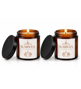 KARVIA El Yapımı Vanilya Kokulu 2'li 100CC Amber Siyah Cam Kavanoz MUM SET