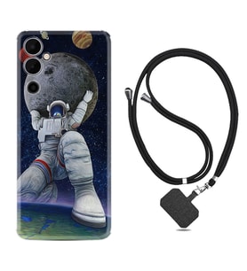 Tecno Pova 4 Kılıf Silikon Boyun Askılı İpli Desenli Silikon Astronot ve Dünya 1759