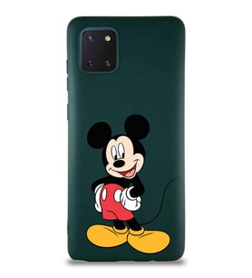 Samsung Galaxy Note 10 Lite Soft Premier Kapak Mickey Mouse-E Tasarımlı Silikon Kılıf - Yeşil (Şeffaf)