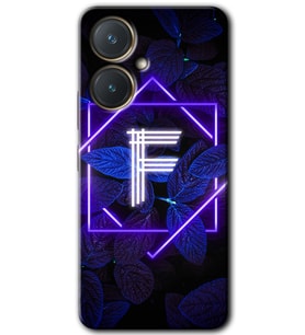 Vivo Y27 Kılıf HD Desen Baskılı Kılıf - Dark Neon Yaprak F Harfi