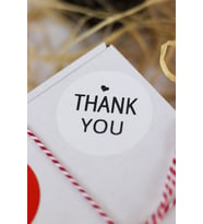 Thank You Yazılı Beyaz 40 mm Yuvarlak Yapışkanlı Sticker Etiket 120 Adet