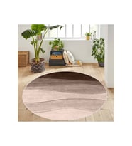 Eliana Home Baskılı, Yıkanabilir Kaymaz Taban Yuvarlak Halı LNA7098 120x120 cm (Kahverengi)