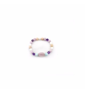 Doğal Taş Bileklik-Pembe Opal, Ametist, Kunzit, Larimar,Ay Taşı B584