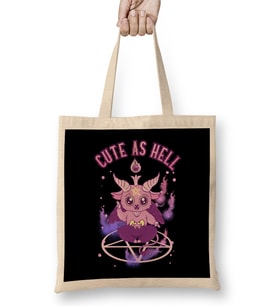 Cute As Hell Anime Kawaii Baphomet Pastel Goth Pun Bez Çanta Uzun Saplı