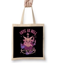 Cute As Hell Anime Kawaii Baphomet Pastel Goth Pun Bez Çanta Uzun Saplı
