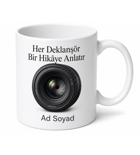 Fotoğrafçıya Hediye Kamera Lens Görünümlü Baskılı Kupa Bardak Özel Tasarım