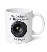 Fotoğrafçıya Hediye Kamera Lens Görünümlü Baskılı Kupa Bardak Özel Tasarım