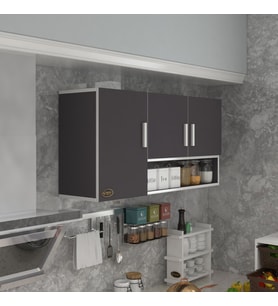 Kenzlife hazır mutfak mirandus22 gri 060*120*22 mutfak banyo dolabı kapaklı raflı (Karışık)