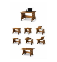 Ceviz Modüler Tekerlekli Çalışma Masası – 120x95x65 cm – Demonte