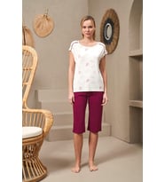 Pjs 25145 Kadın Kısa Kollu Kapri Pijama Takımı