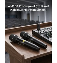 WM100 Profesyonel Kablosuz Çift Mikrofon Sistemi Yüksek Ses Kalitesi