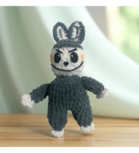 Labubu Peluş Oyuncak (25 cm) (Beyaz-Siyah-Bej-Gri-İndigo)