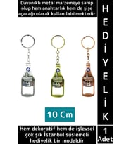 Dekoratif Hediyelik Çok İşlevli Şık İstanbul Motifli Dayanıklı Metal Şişe Açacağı Anahtarlık 2 in 1