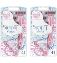 Venus Simply 3 Bıçaklı Tek Kullanımlık Tıraş Makinesi, Nem Zengin Şeritli, 4 Adet (2 Paket)
