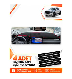 FOTON TUNLAND V9 (2025-SONRASI) Uyumlu Ön Torpido Koruma Kılıfı Halısı - Siyah Kırmızı
