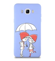 Samsung Galaxy J7 2016 Uyumlu Lansman Kılıf Aşk Tasarımlı İçi Kadife Kapak-Lila (Şeffaf)