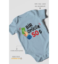 Bir Öpücük 50TL Kısa Kollu Bebek Body %100 Pamuk