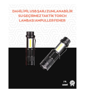 Mey İthalat® Taşınabilir Şarjlı LED Fener - 4 Modlu, 2000LM, Ayarlanabilir Odak