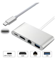 S Line Type C to HDMI RJ45 USB Çevirici 3in1 (Gri)
