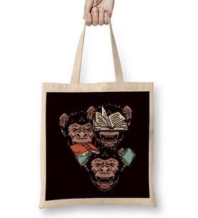 See Speak Hear No Evil Japan Monkeys Gorilla Books Emoticon Bez Çanta Uzun Saplı