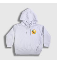 Presmono Unisex Çocuk Beyaz Gülmekten Gözünden Yaş Gelen Emoji Instagram Kapüşonlu Sweatshirt 435268tt (Beyaz)