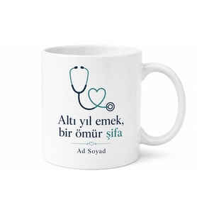 Tıp Fakültesi Öğrencisine TUS Maratonu Altı Yıllık Emek Kupa Hediye Bardak