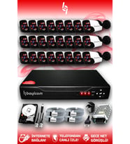 BAYICAM 24 Kameralı Panda 24 Dış Kamera Set 500 GB HDD Full HD Gece Görüşlü Güvenlik Kamerası Sistemi