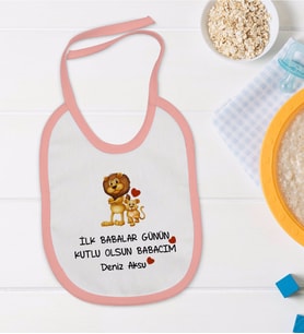BK Kids Kişiye Özel Pembe Bebek Mama Önlüğü - Model 28