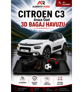Citroen C3 (Ince Stepneli) HB 2010 - 2016 Araca Özel 3D Bagaj Havuzu