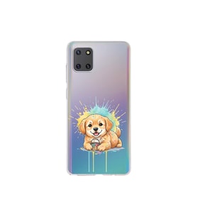 Samsung Galaxy Note 10 Lite ile Uyumlu Splash Köpek Tasarımlı Şeffaf Silikon Kılıf