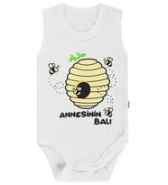 Civil Baby Arı Baskılı Annesinin Balı 0-3 Yaş Çıtçıtlı Badi - Ekru