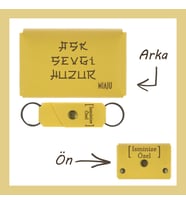 Sarı Renk, Aşk Sevgi Huzur Yazılı İsme Özel, Cüzdan Ve Anahtarlık Set, Akrabaya Hatıra, Anı Set