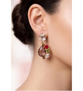 ZİRKON TAŞLI SALLANTILI ÇİÇEK KÜPE 4 CM.