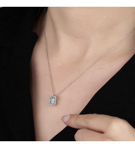 Swarovski Taşlı Gümüş Baget Bayan Kolye